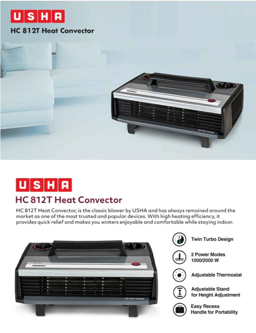 Heat Convector 812 Usha Room Heater Fh812t Usha 812t Heat