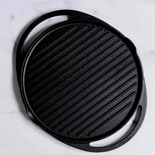 Meyer Pre-Seasoned 30cm Cast Iron 2-In-1 Grill & Griddle (Grill pan + Dosa Tawa)