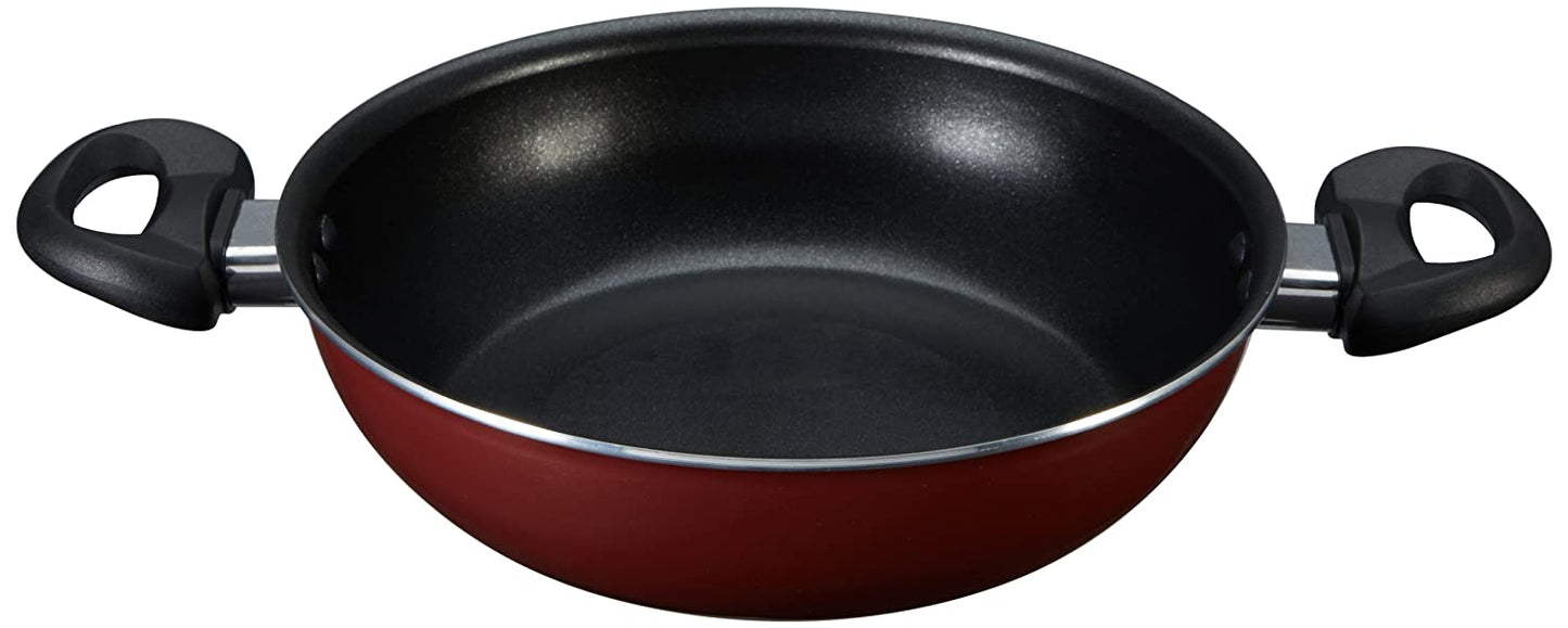 Prestige Omega Deluxe Induction Base Non-Stick Aluminium, Glass Kitchen Set, 3-Pieces, Red