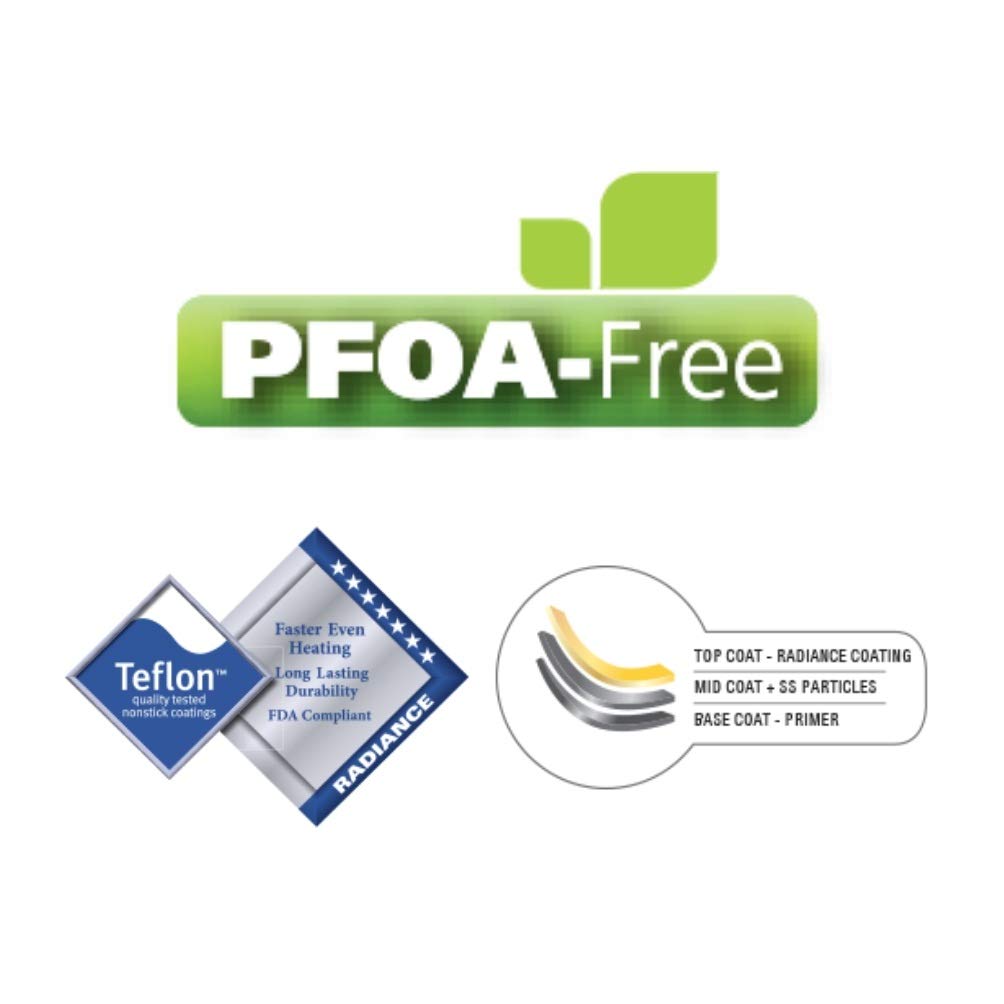 Prestige Omega Deluxe Induction Base Non-Stick Aluminium, Glass Kitchen Set, 3-Pieces, Red