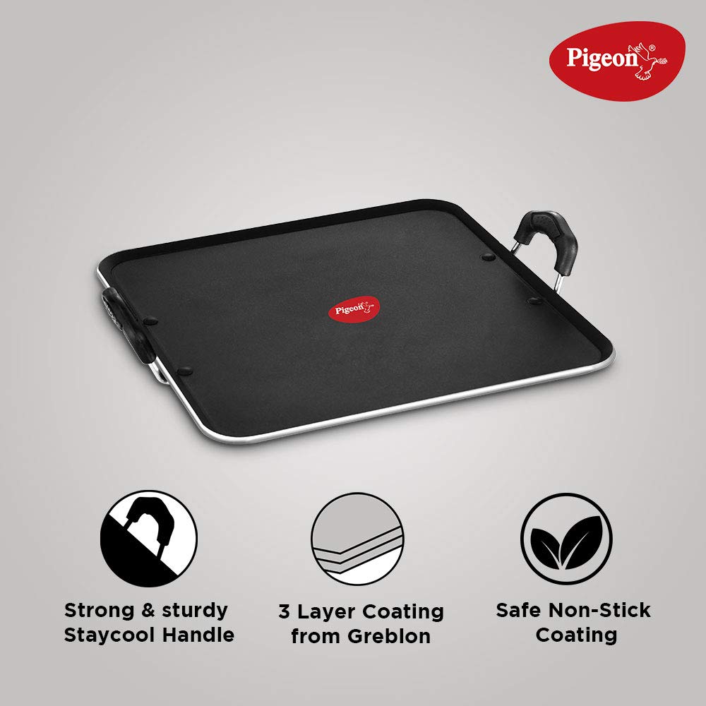 Pigeon by Stovekraft Aluminum Non Stick 5mm Thickness Pathri Tawa 320 (Black, 30cm)