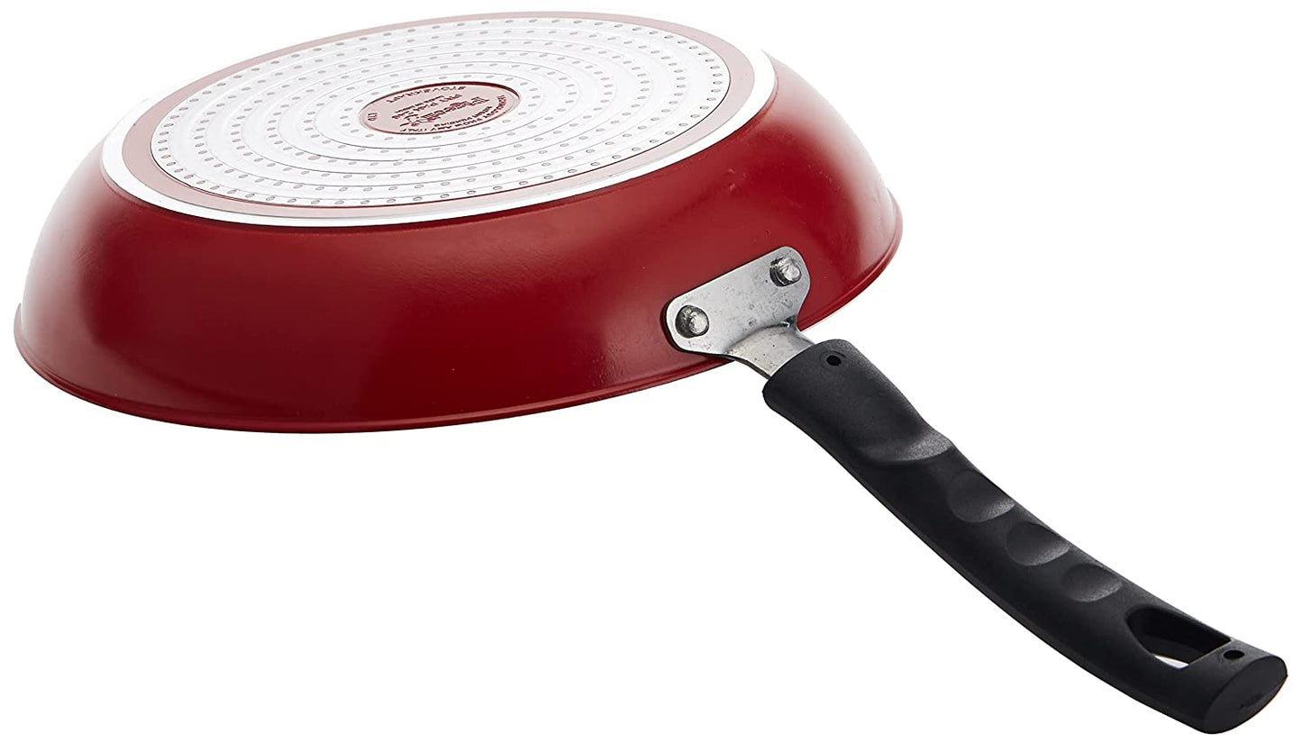 Pigeon by Stovekraft Carlo Induction Base Aluminium Cookware Gift Set, 4-Pieces, Red (Tawa,Fry Pan,Kadai,Glass Lid)