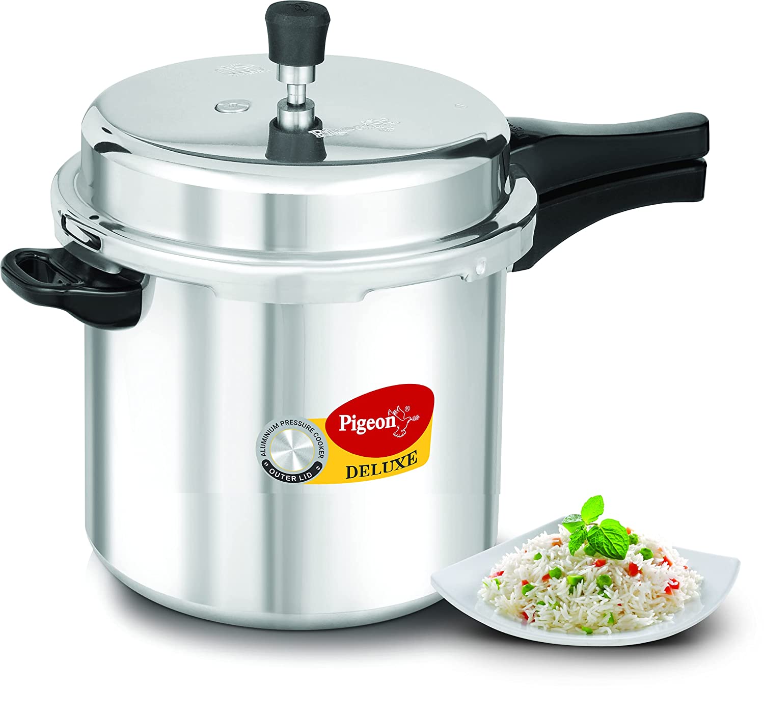 Pigeon by Stovekraft Deluxe Aluminium Pressure Cooker, 10 Litres