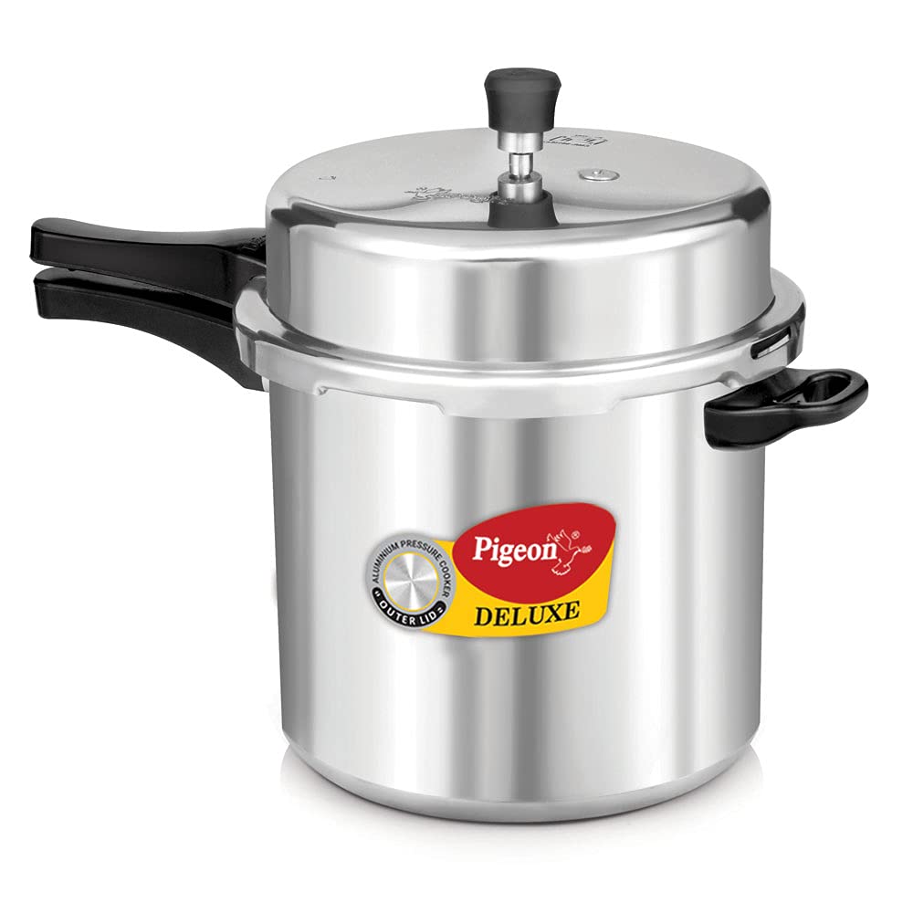 Pigeon by Stovekraft Deluxe Aluminium Pressure Cooker, 10 Litres,Silver