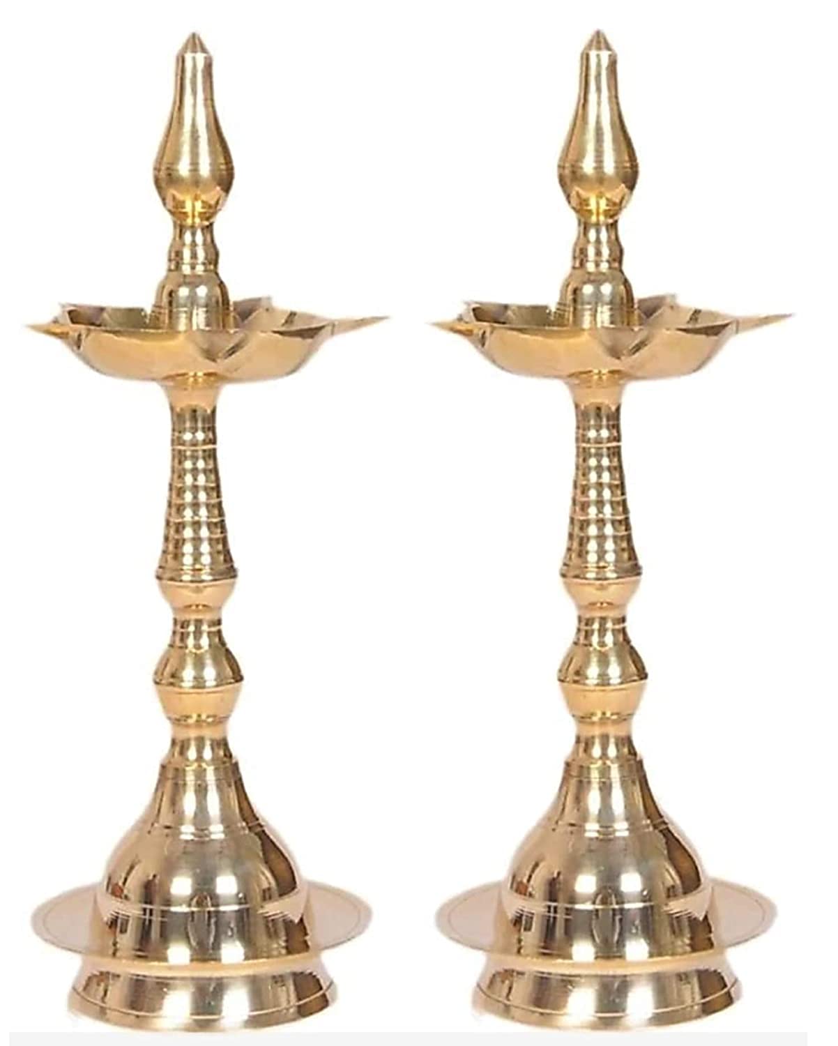 Brass Gallery Brass Oil Lamp Kerala Fancy Samayi Diya (Height 14 Inch) (Height 14 Inch, Design 1)