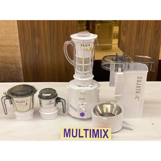 Sujata Multimix, Mixer Grinder with Juicer & Coconut Milk Extractor Attachment, 900 Watts, 3 Jars, (White)