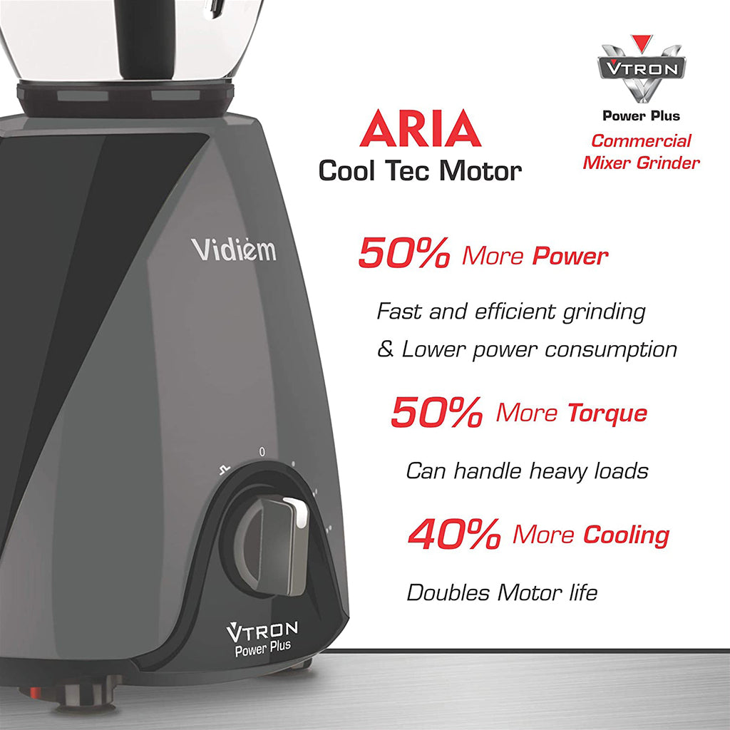 Vidiem MG 554 A VTRON Power Plus 1000 Watts Mixer Grinder (Black, 4 Jars)