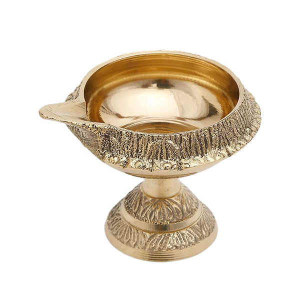 Brass Metal Deepak On Stand, Standard, Gold
