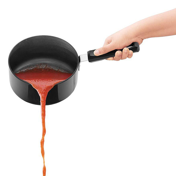 Hawkins Futura Hard Anodised 3.25 mm Thick Induction Base Ezee-Pour Sauce Pan with Steel Lid, 1.5 LTR