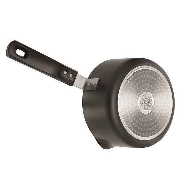 Hawkins Futura Hard Anodised 3.25 mm Thick Induction Base Ezee-Pour Sauce Pan with Steel Lid, 1.5 LTR