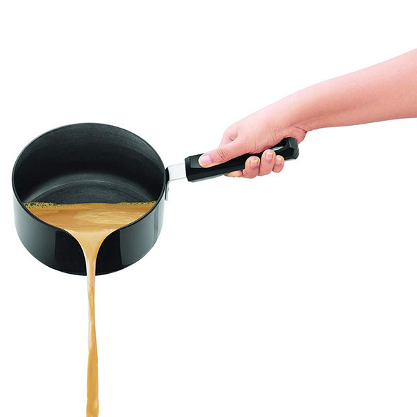 Hawkins Futura Hard Anodised 3.25 mm Thick Induction Base Ezee-Pour Sauce Pan with Steel Lid, 1.5 LTR