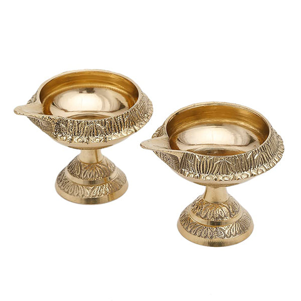 Brass Metal Deepak On Stand, Standard, Gold