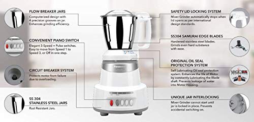 Panasonic MX-AV325MS 600W Mixer Grinder, Silver