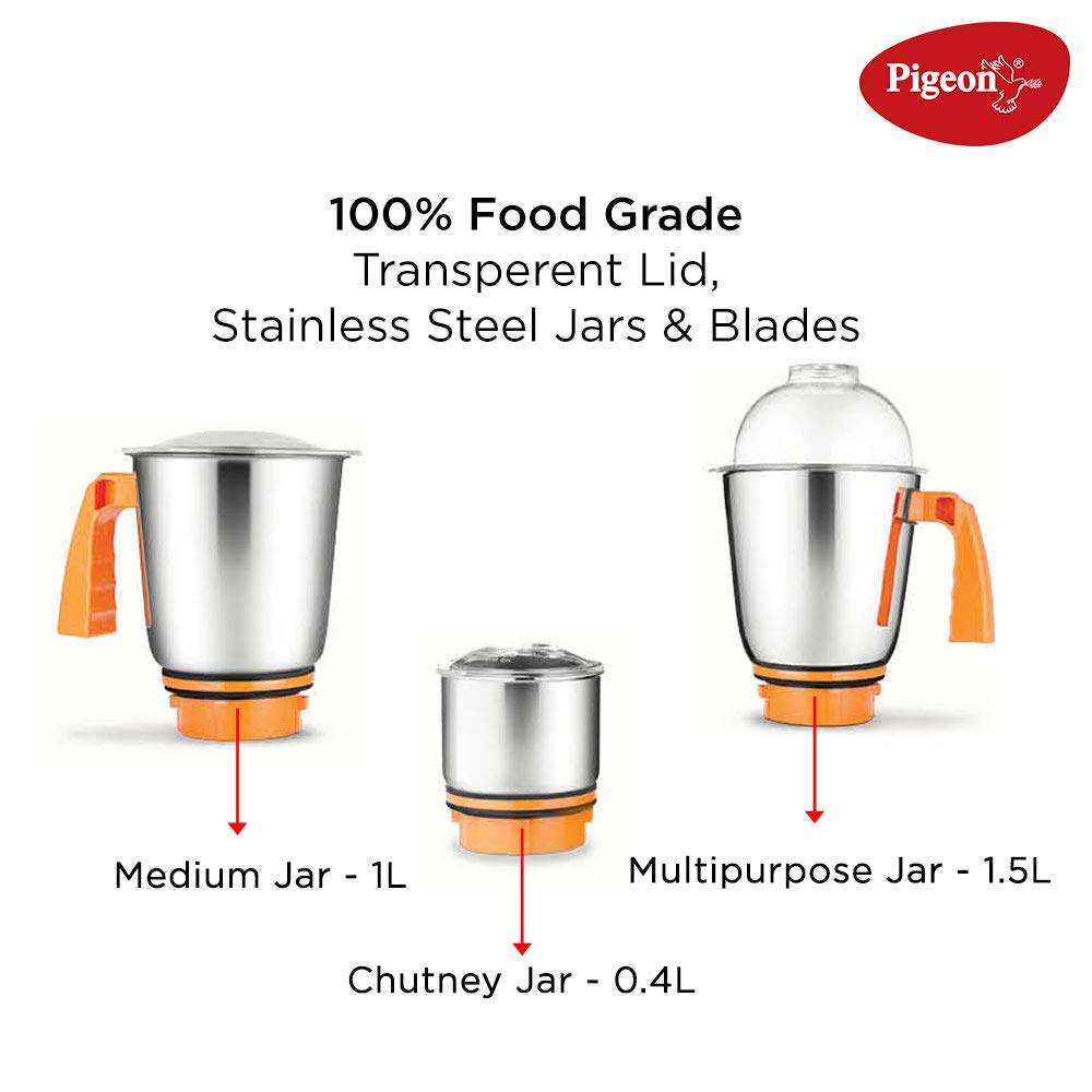 Pigeon mx7 Polycarbonate Black Pearl Mixer Grinder (750W, Multicolour)