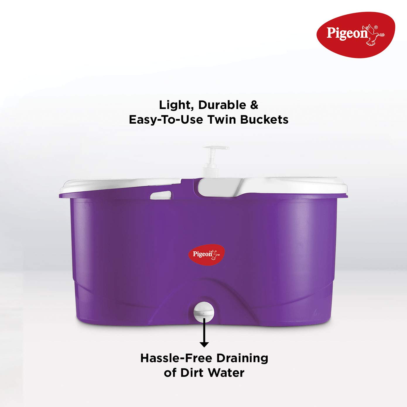Pigeon Enjoy Spin Mop with 360 Degree Rotating PVC Magic Mop Set for Wet and Dry Floor/Wall (Lavender, 2 refills), large (12458B)
