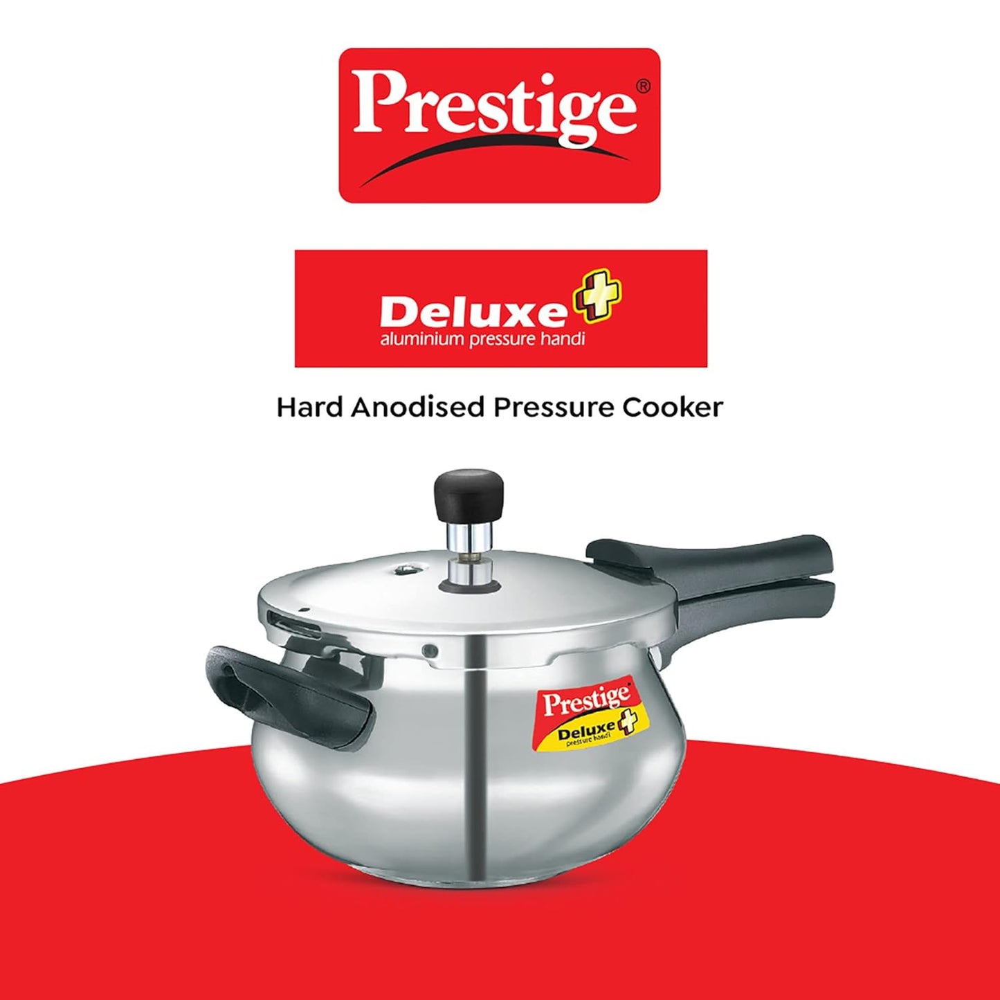 Prestige Deluxe Plus Induction Base Aluminium Outer Lid Pressure Handi, Silver,