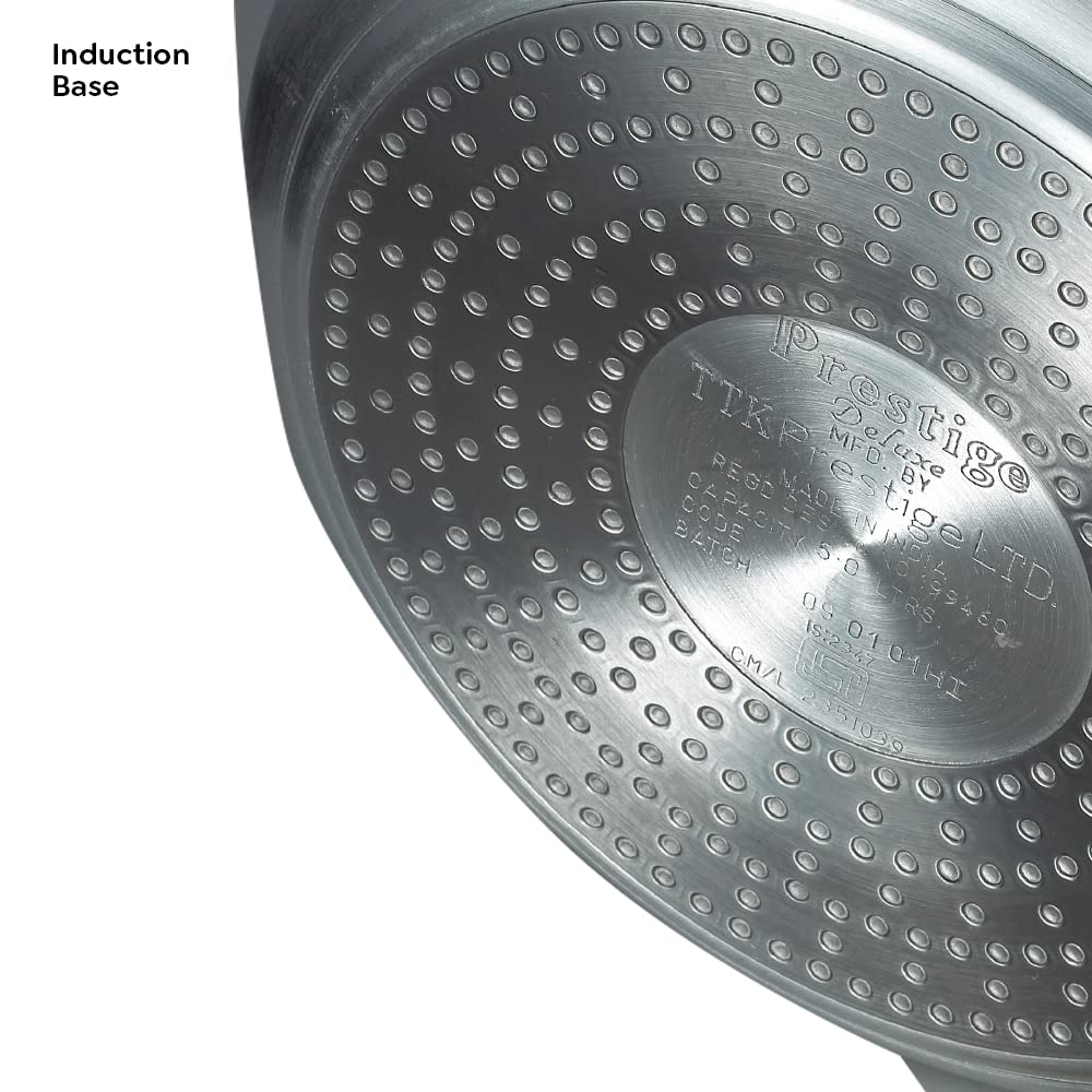 Prestige Deluxe Plus Induction Base Aluminium Outer Lid Pressure Handi, Silver,