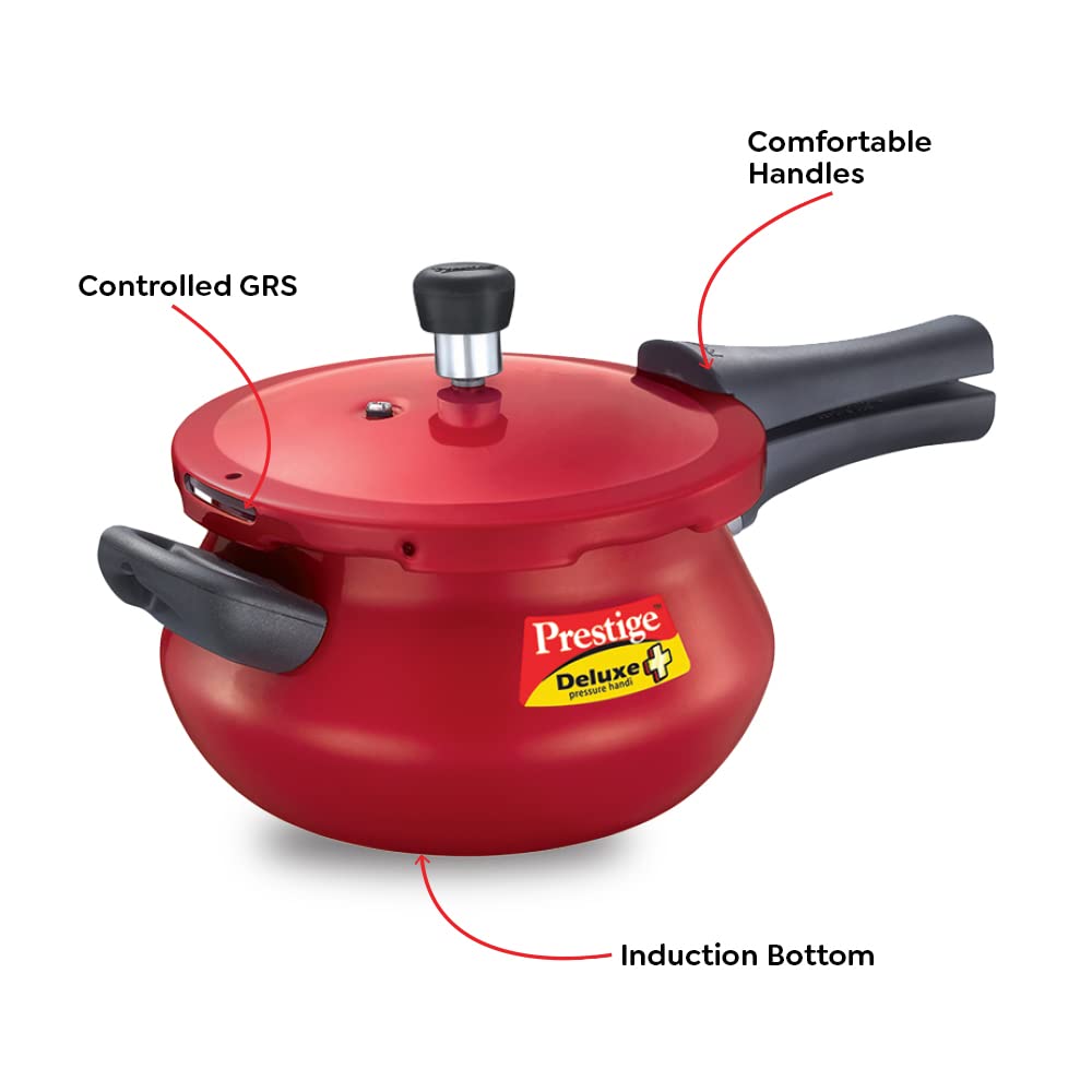 Prestige Deluxe Plus Aluminium Outer Lid Pressure Handi, Red