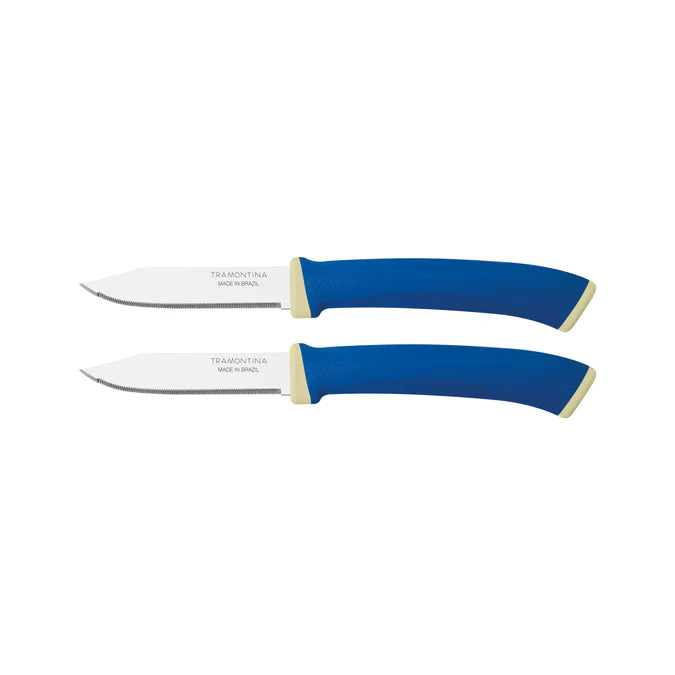 Tramontina Stainless Steel Fruit & Vegetable Knife Set of 2 | Blue Handle