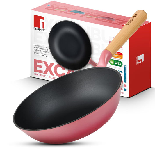Bergner Excalibur 2L Cast Iron Wok | Non-Stick PFAS-Free