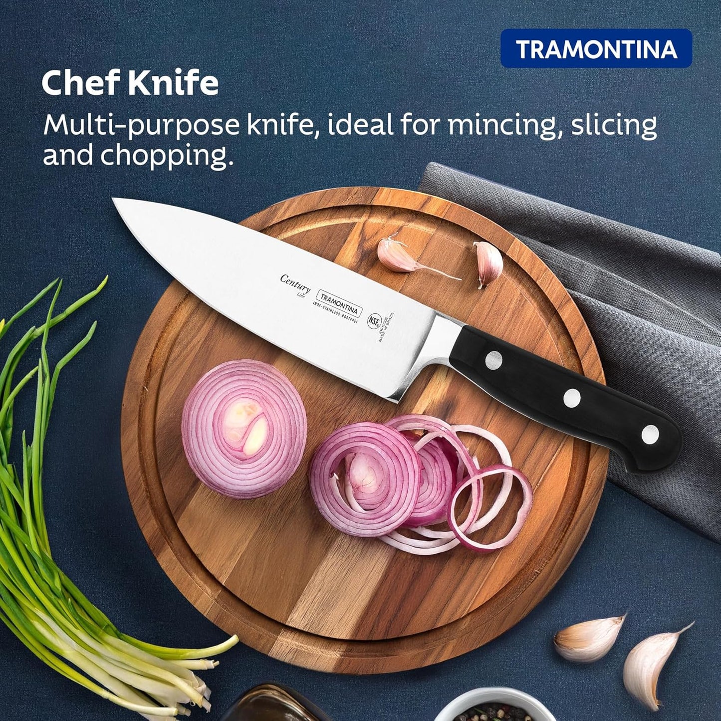Century 6 Inch Stainless Steel Chef Knife | Professional Kitchen Cutting Knife | Ergonomic Handle