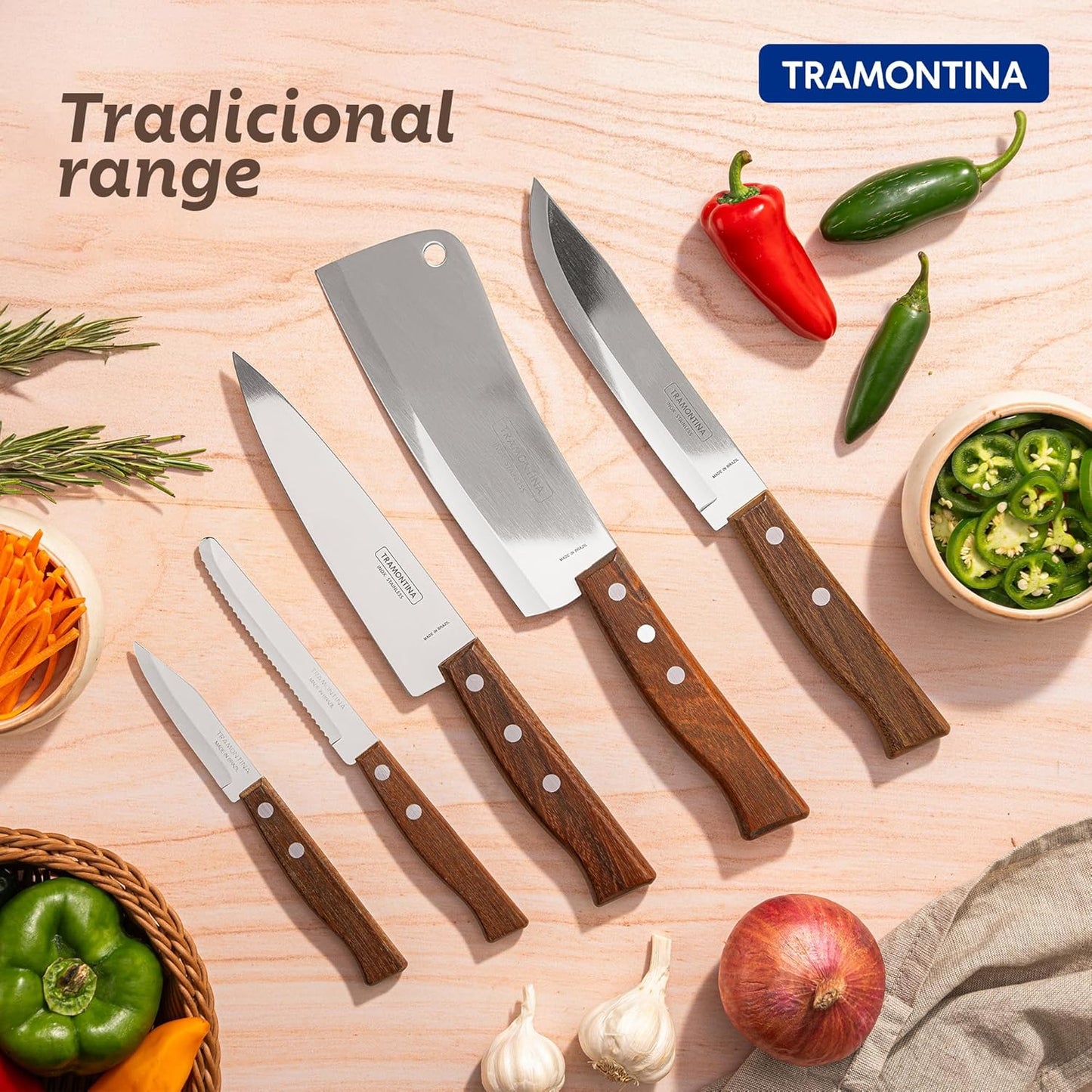 Tramontina 7cm Fruit & Vegetable Knife | Ultra Sharp Stainless Steel Peeling & Paring Knife for Everyday Kitchen Use