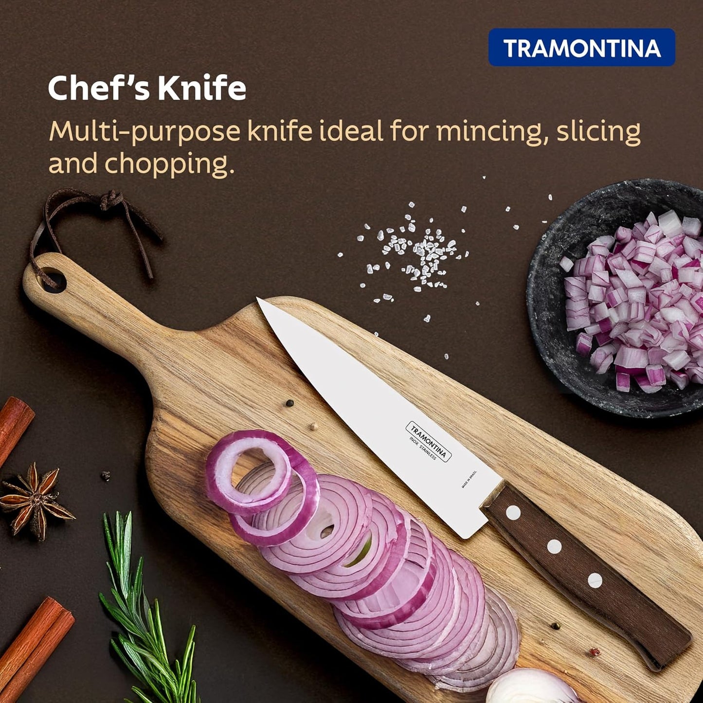 Tramontina 15cm Chef Knife | Premium Stainless Steel Cook’s Knife with Brazilian Wood Handle for Everyday Cooking