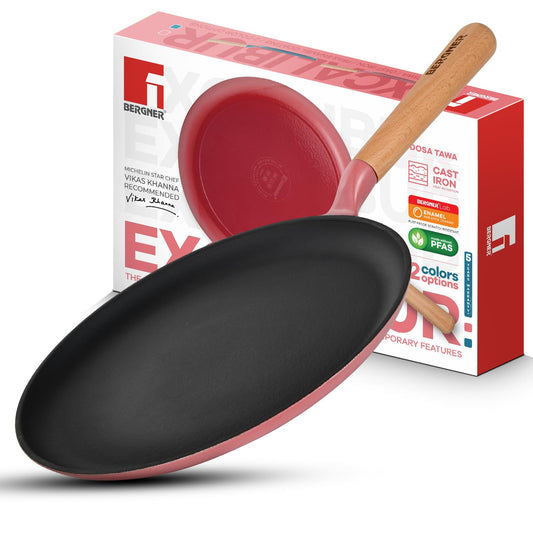 Bergner Excalibur 28cm Non-Stick Dosa Tawa | Pink