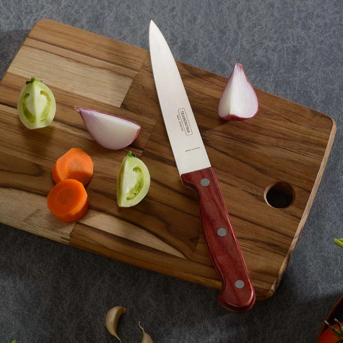 Polywood 3 Inch Vegetable & Fruit Knife | Stainless Steel Spear Point Blade | Heat & Impact Resistant Wooden Handle | Red