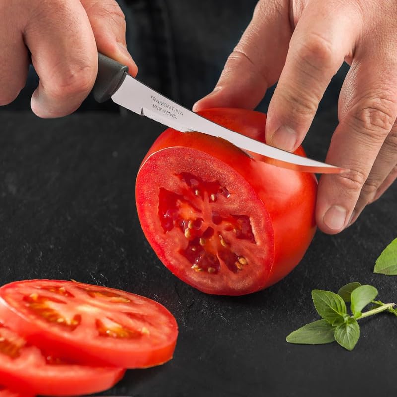 Tramontina 5 Inch Stainless Steel Tomato Knife | Micro Serrated Blade