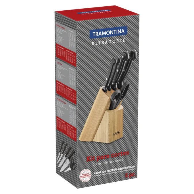 Tramontina 8 Inch Stainless Steel Knife Block Set of 6