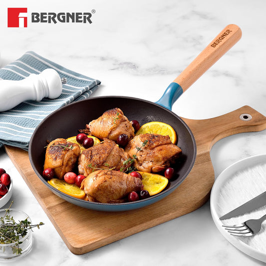 Bergner Excalibur 18cm Cast Iron Frypan | PFAS-Free Non-Stick Blue