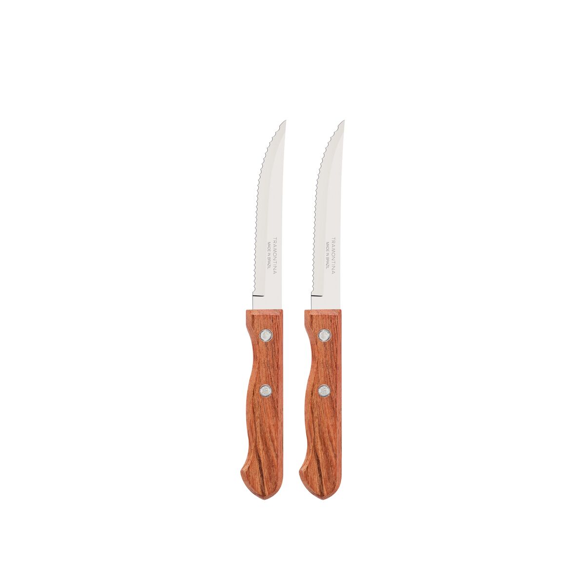 Tramontina Dynamic 2-Piece Steak & Fruit Knife Set | Stainless Steel Table Knives with Natural Wooden Handles