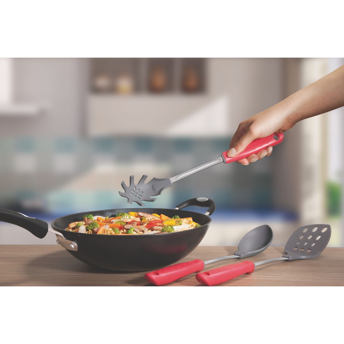 Tramontina Nylon Spaghetti Server | Red Polypropylene Handle