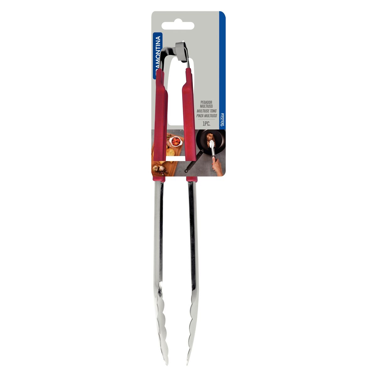 Tramontina 12 Inch Stainless Steel Multi-Purpose Tongs | Rubber Grip Handle