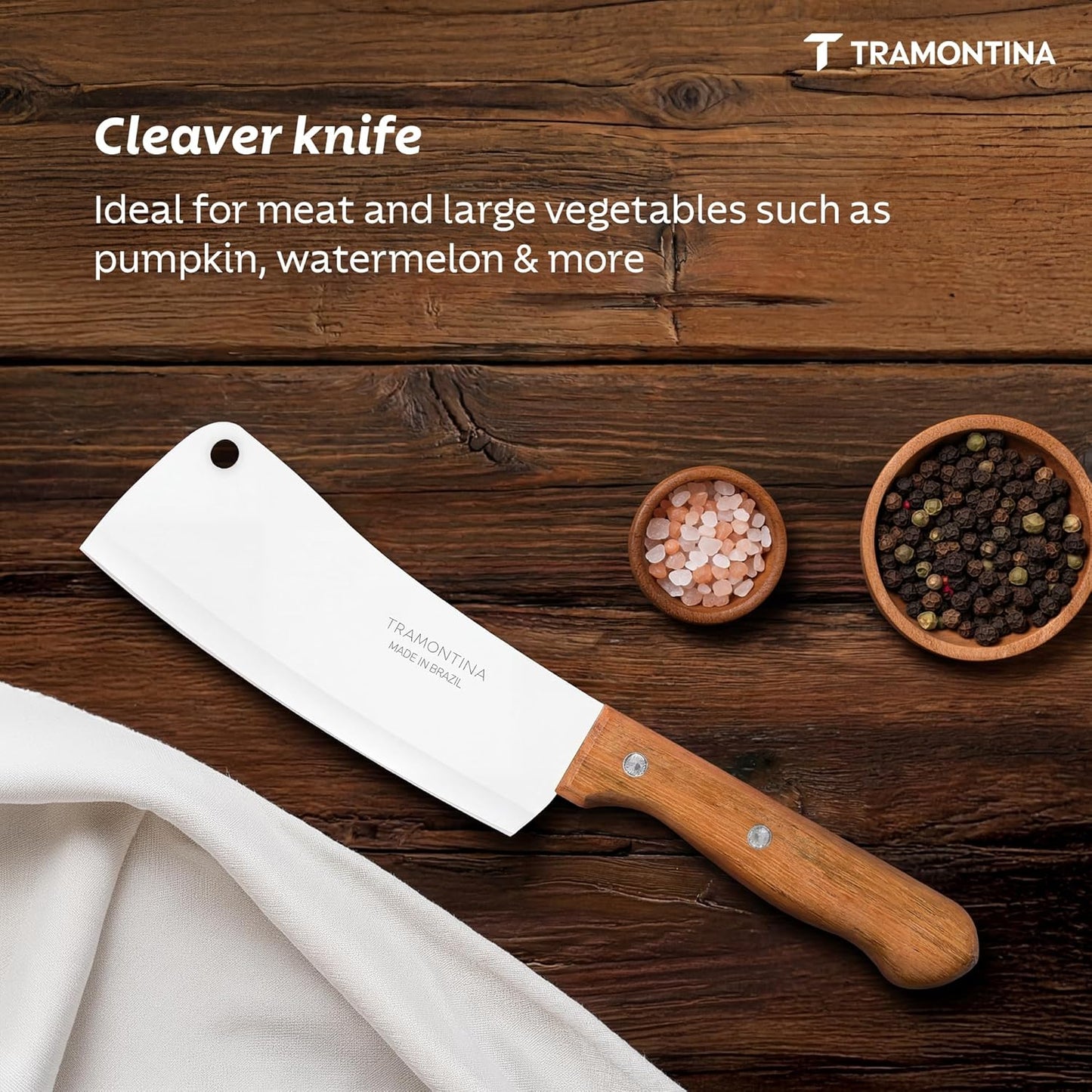 Tramontina 6 Inch Stainless Steel Butcher Cleaver | Bone Cutting Knife