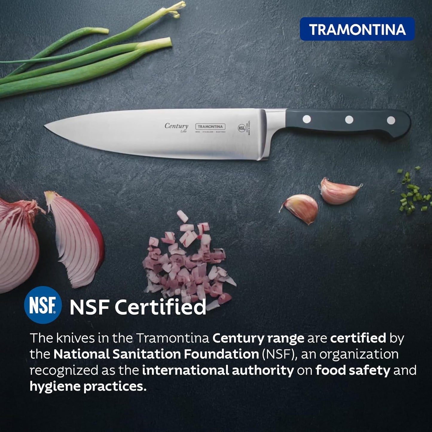 Century 6 Inch Stainless Steel Chef Knife | Professional Kitchen Cutting Knife | Ergonomic Handle