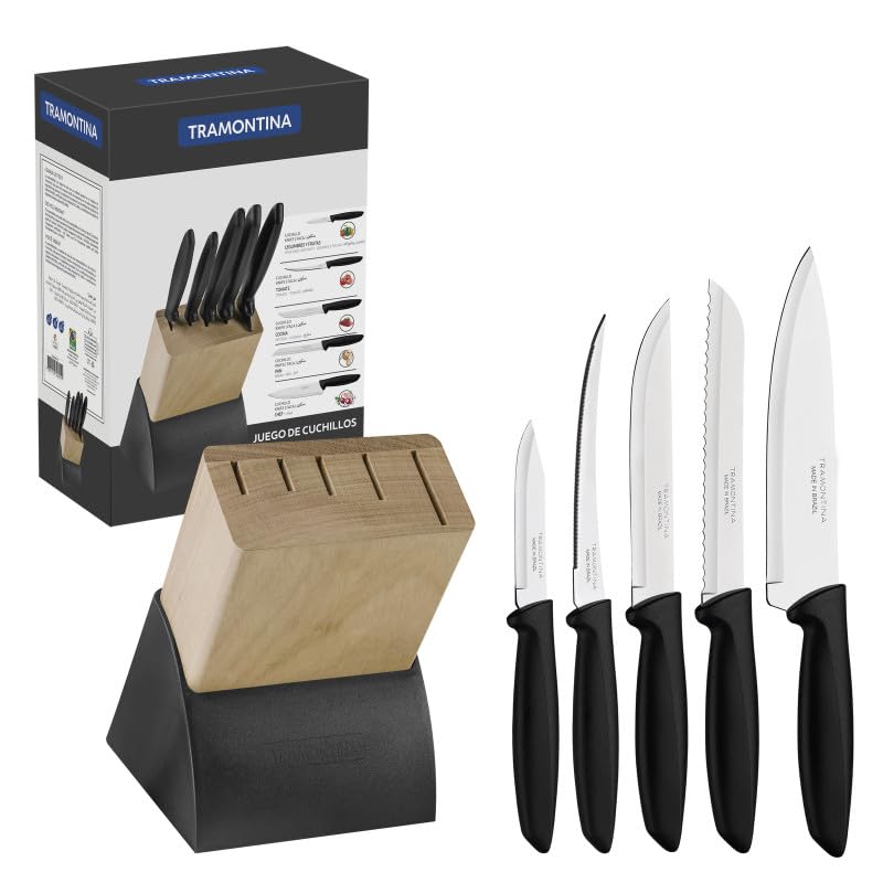 Tramontina Stainless Steel Knife Block Set of 6 | Kitchen Knife Collection