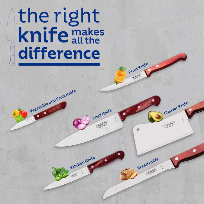 Polywood 3 Inch Vegetable & Fruit Knife | Stainless Steel Spear Point Blade | Heat & Impact Resistant Wooden Handle | Red