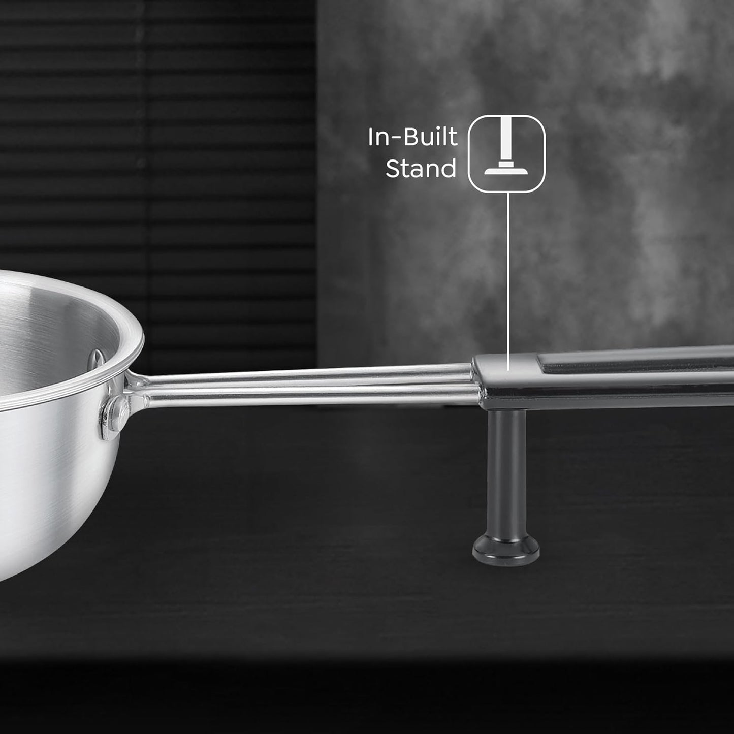 Prestige Tri-Ply Stainless Steel Splendor Tadka Pan| Gas & Induction Compatible| Rimmed Edge| in-Built Stand| Heat Resistance Handle| Thick Gauge