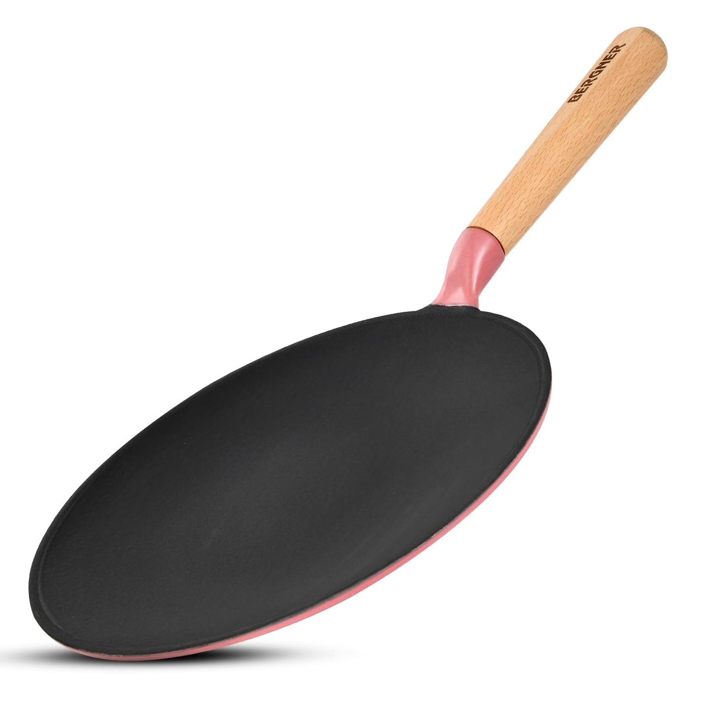 Bergner Excalibur 26cm Cast Iron Roti Tawa | PFAS-Free Non-Stick Pink