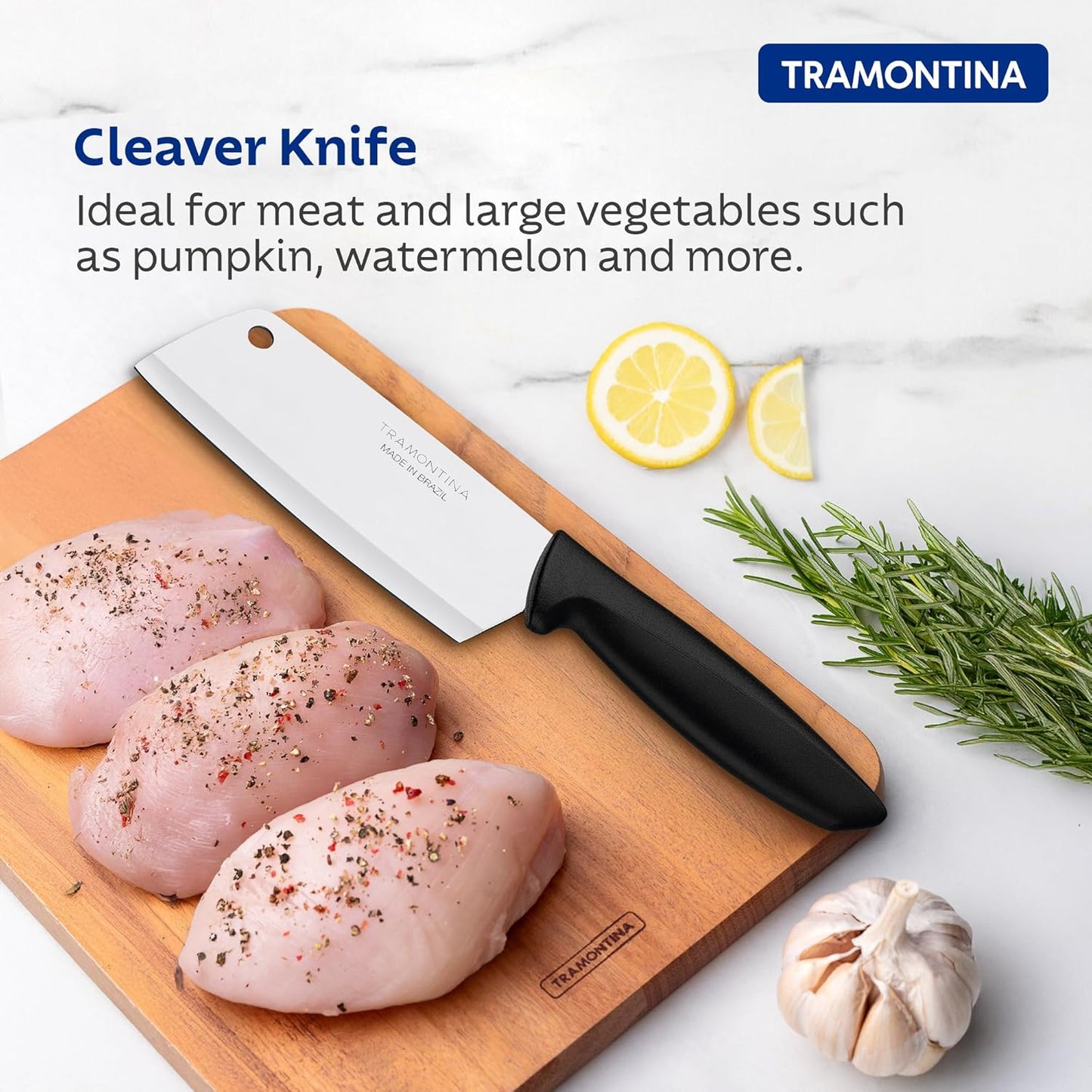 Tramontina 5 Inch Stainless Steel Cleaver Knife | Heavy Duty Kitchen Knife