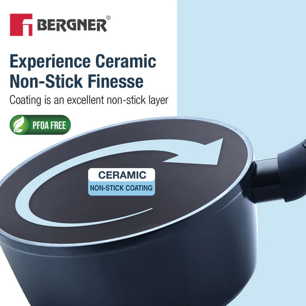 Bergner Jade Forged Aluminium Saucepan 18cm (1.8L) with Glass Lid | Ceramic Non-Stick