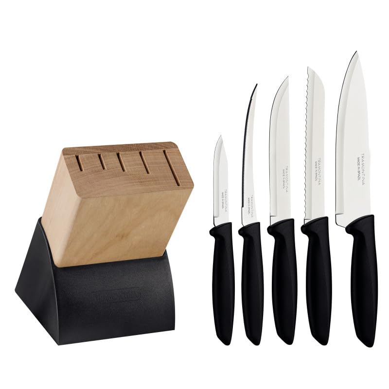 Tramontina Stainless Steel Knife Block Set of 6 | Kitchen Knife Collection