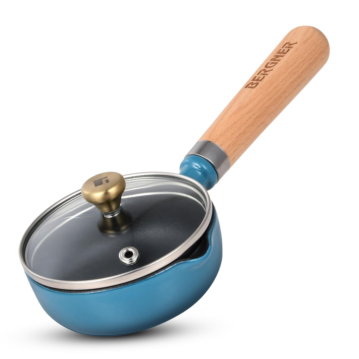 Bergner Excalibur 12cm Cast Iron Tadka Pan with Lid | Blue