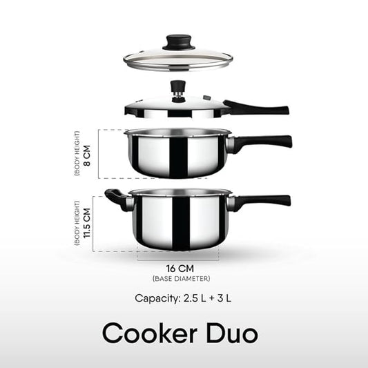 Stahl Triply  Broad and Tall Cooker Combo Induction Gas