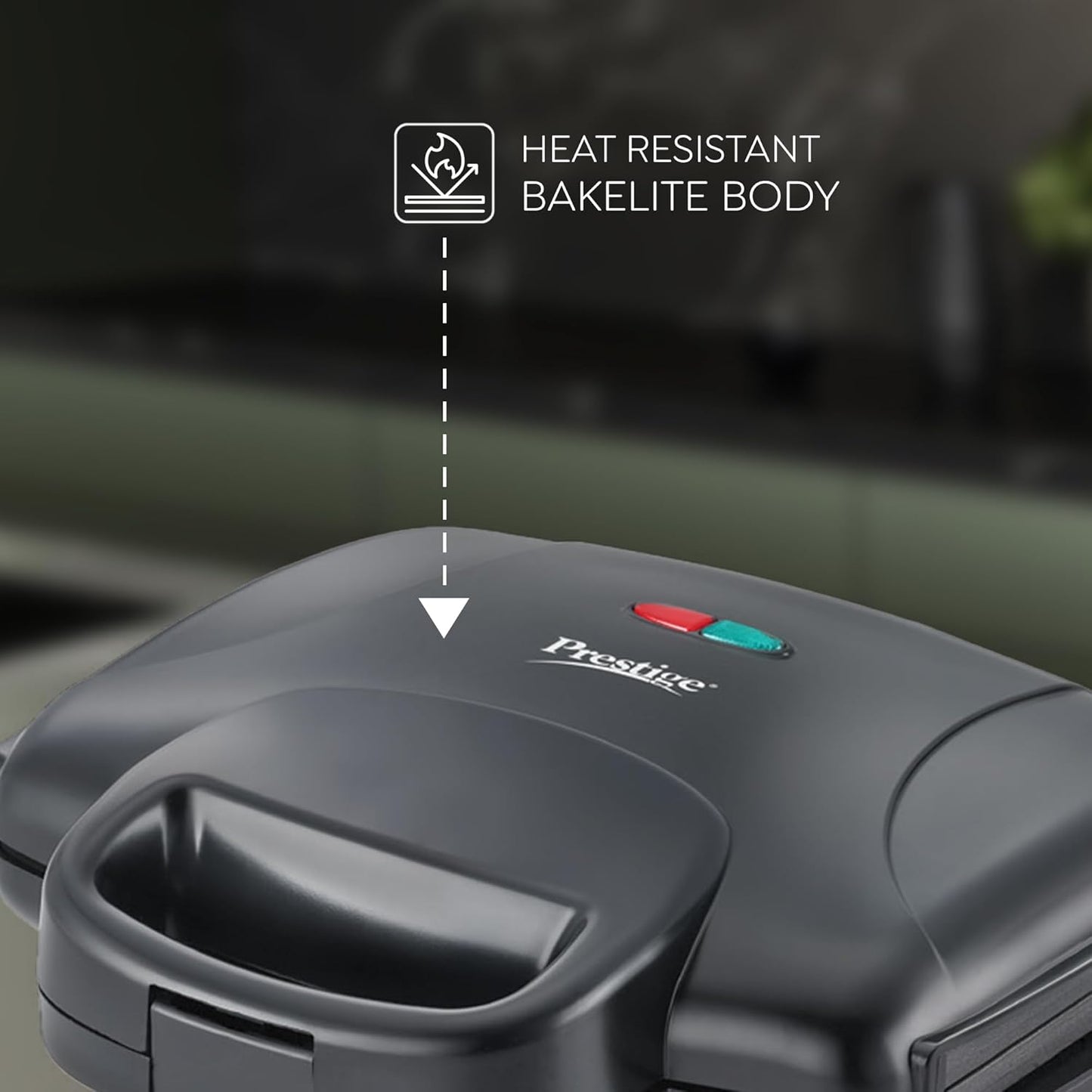 Prestige 800W Sandwich Maker (PGMFD 01)| Black | Heat Resistant Bakelite Body |Non-Stick Coating | Power Indicators | Oil Free Toasting