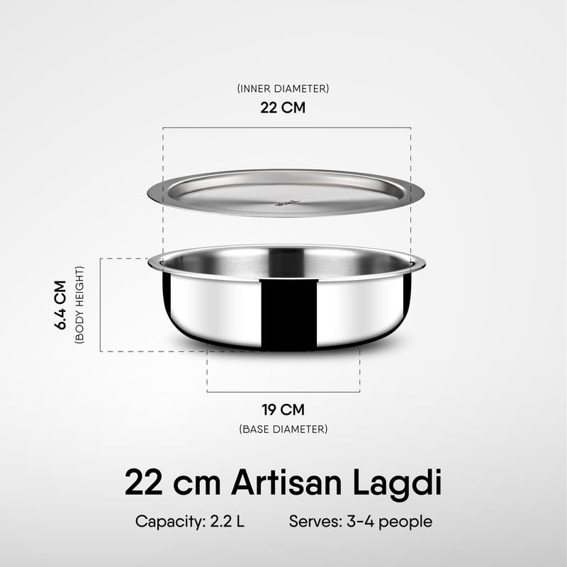 Stahl Artisan Lagdi Triply Casserole Induction Gas