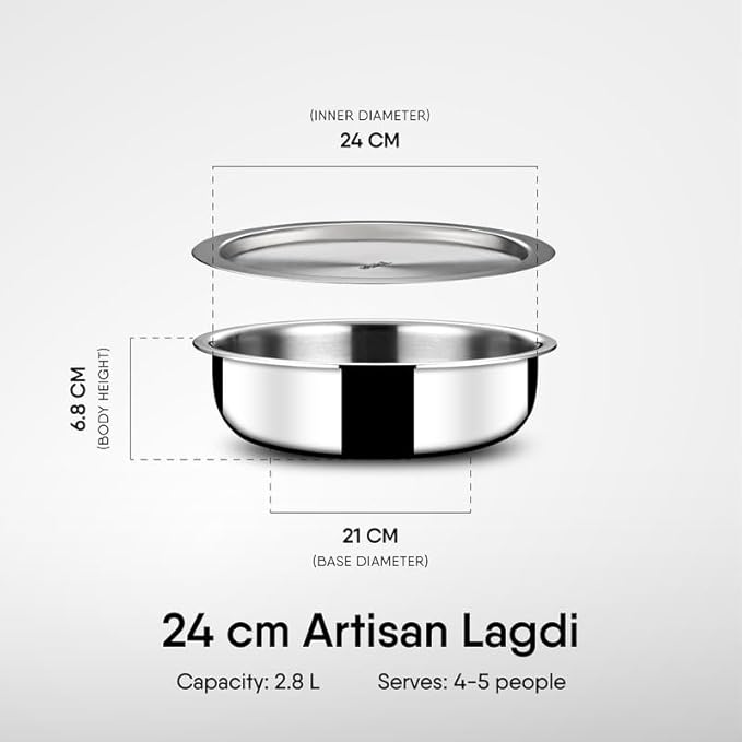 Stahl Artisan Lagdi Triply Casserole Induction Gas