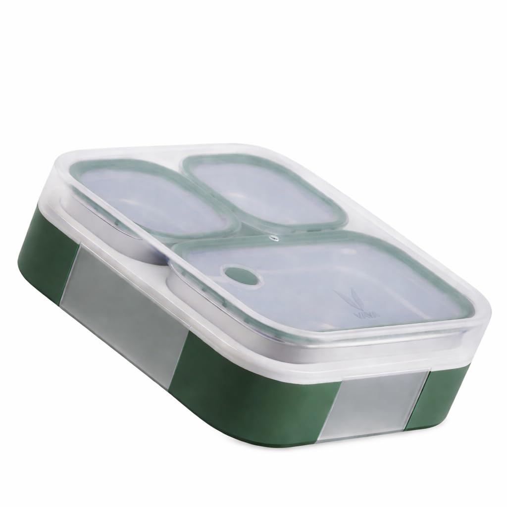 VAYA Tydbyt Kids Lunch Box 650ml Stainless Steel Bento Tiffin Box with 3 Leakproof Containers